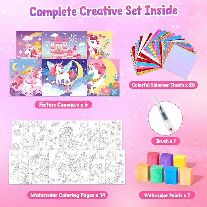 JoyCat Paint with Water Coloring Books, Art & Craft Activity, Princess No Mess Art for Kids Ages 4-8, Craft Kits & Supplies, DIY Creative Activity, Gifts for Girls & Boys