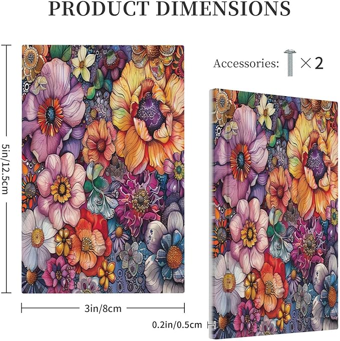 Light Switch Cover Plate Colorful Bohemian Flowers Vintage Boho Floral 1 Gang No Device Blank Electrical Wall Plates Faceplate Decorative Switch Plate for Bed Room living Room Decor