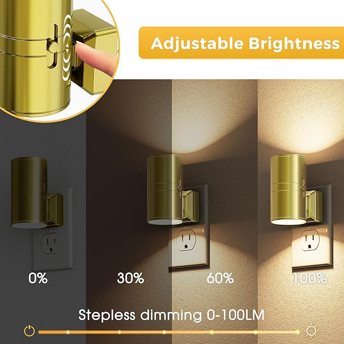 L LOHAS LED Night Light, Automatic Night Lights Plug into Wall, 2 Pack Nightlights With Light Sensor, 3000K Soft White 0-100LM Dimmable Modern Nightlight for Kids Bedroom Hallway