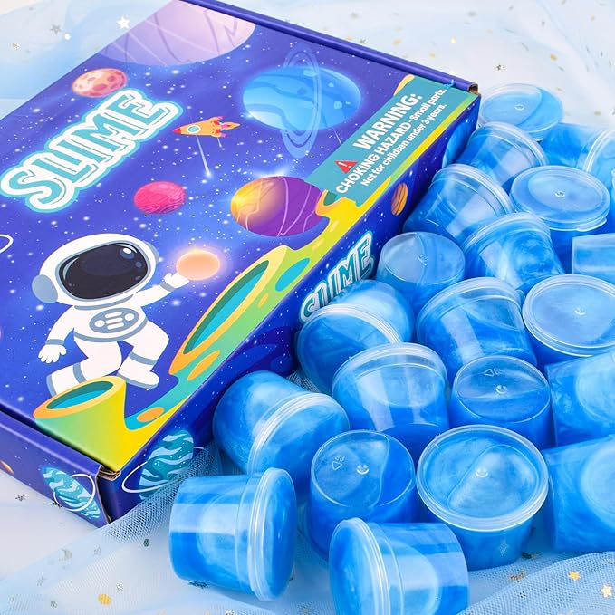 Galaxy Slime 24 Pack– Blue Slime Party Favors, Non-Sticky, Soft & Smooth for Birthday, Classroom Rewards, Christmas Stocking Stuffers, Goodie Bag,Easter Basket Stuffers for Kids