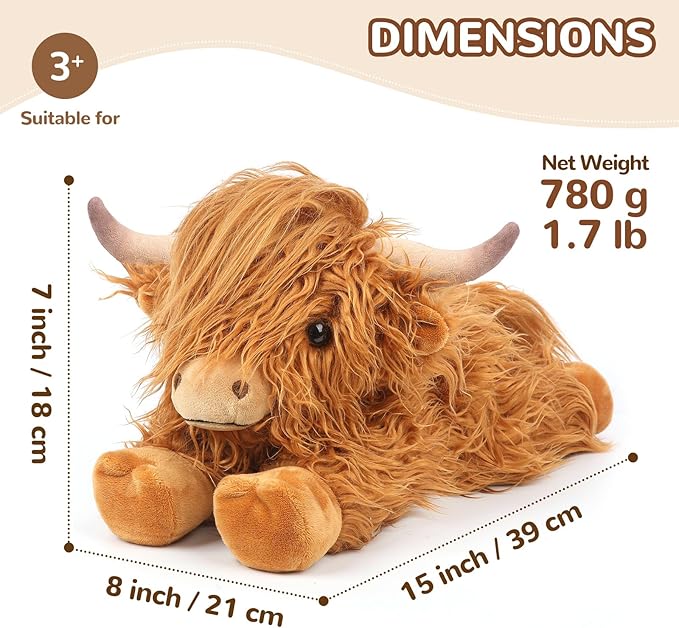 2Pcs Highland Cow Stuffed Animals, Microwavable Stuffed Animal Adorable Fluffy Highland Cow Plush for Warmth Comfort, Heatable Coolable Lavender Scent Toy, Cute Soft Plushies Gift for Kid Boys & Girls