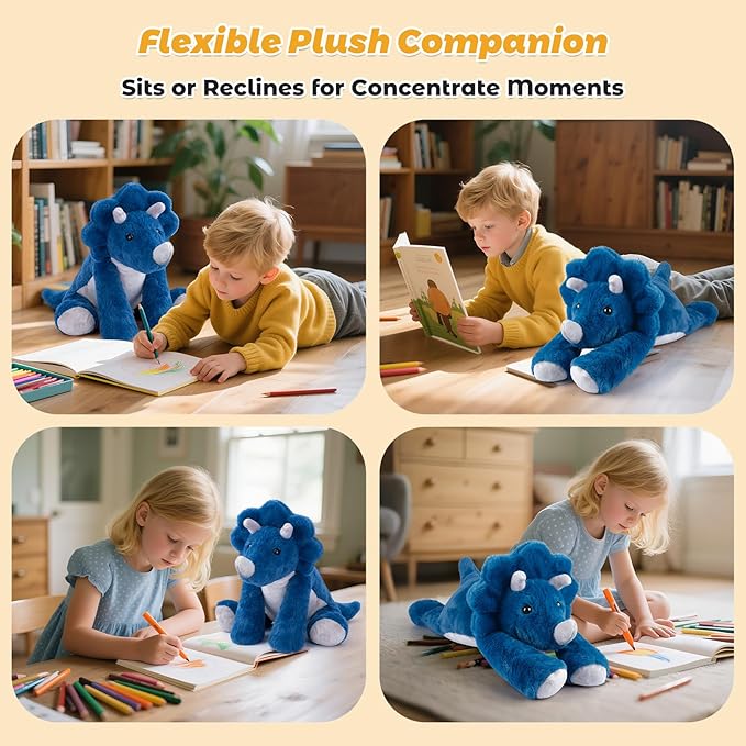24" & 4.5lbs Triceratops Stuffed Animal, Sitting & Laying Weighted Stuffed Animals, Cuddly & Soft Weighted Triceratops Plush for Adults & Kids, Triceratops Gifts for Christmas & Valentine’s Day