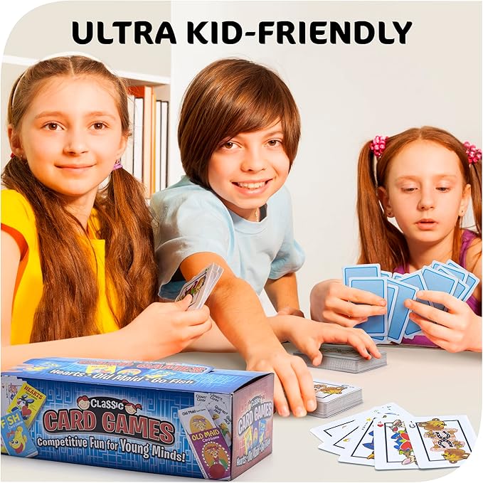 Kids Card Games Bulk – 12 Pack Classic Card Games for Kids Ages 4-9, Multi Pack Set Includes: Hearts, Go Fish, & Old Maid Playing Cards for Family Game Night, Party Favors & Classroom Prizes