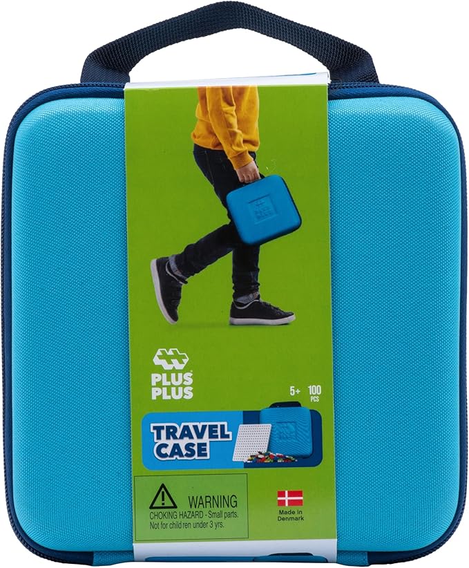 Plus Plus Building Set with Travel Case, 3D Open Ended Stem Toy for Kids, 100 Mini Interlocking Pieces, 1 Baseplate - Basic Mix