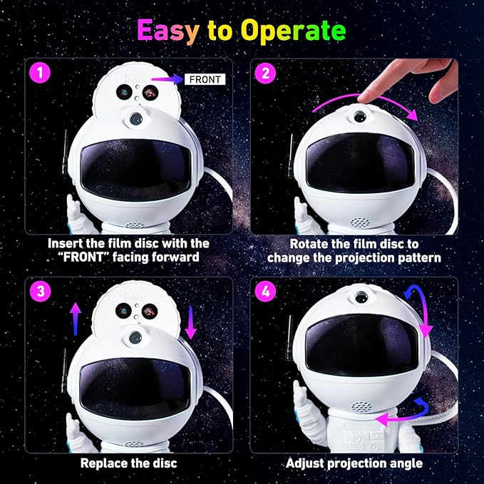 Astronaut Galaxy Projector, Star Projector with 12 Space Films, Galaxy Projector for Bedroom with Timer, Planetarium Projector Night Light Ceiling Nebula for Kids Adults Gift Living Game Room Decor