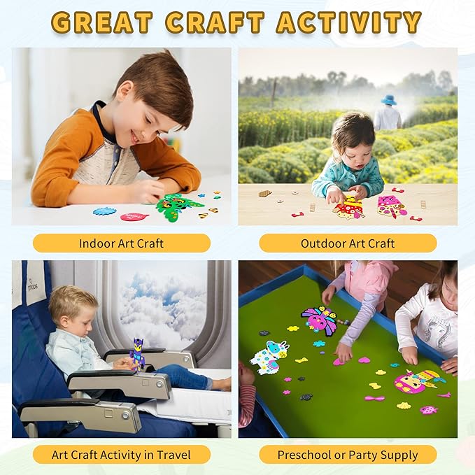 VKPI 4 Pieces EVA Foam Art Crafts Gift Kit, Creative Make Your Own Cupcakes, Cartoon Foam Paper Craft Projects for Kids Ages 4+ Toddler, Preschool Learning Toy for Birthday Party Favor Supplies