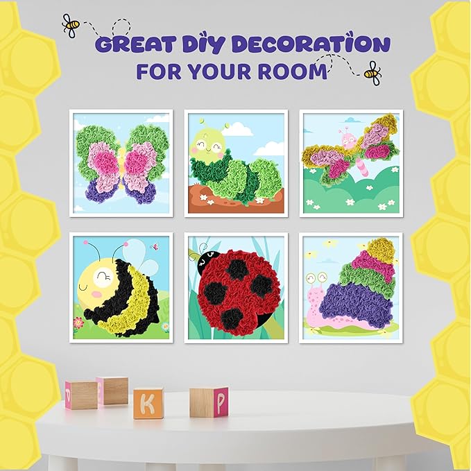 jackinthebox Poke Poke Art – Bugs Theme, Mess-Free Fabric Art and Craft, Flower Pressing Kits, Gift for Kids, Best Gifts for Girls and Boys Ages 4 5 6 7 8