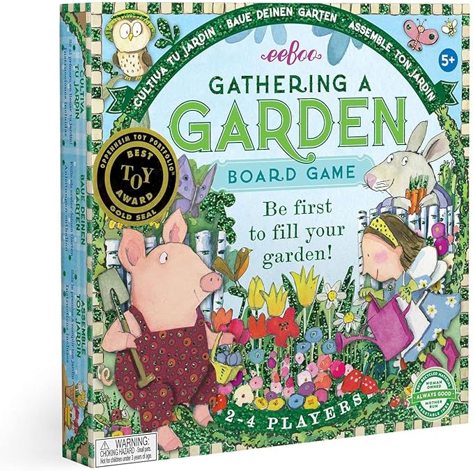 eeBoo Gathering a Garden Board Game - Award Winning Patience & Plant Counting Garden Game, Screen-Free Fun for 2-4 Players, Kids Ages 5 and up