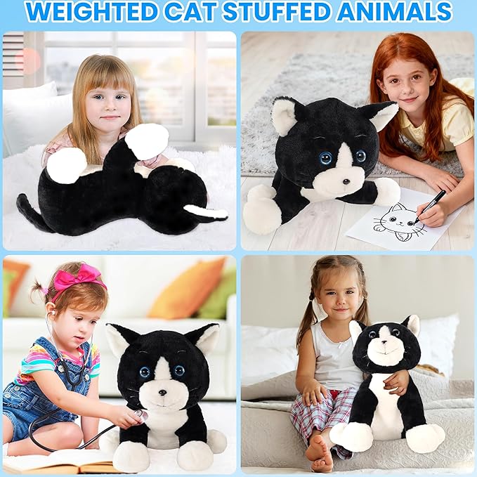 JOD® 27 Inch Weighted Black Cat Plush, Weighted Black Cat Stuffed Animal, 5 Lbs Cute Plushies Soft Pillow Toy Gift Cuddle Plushies Pillow Giant Cat for Kids Adults (71 CM)