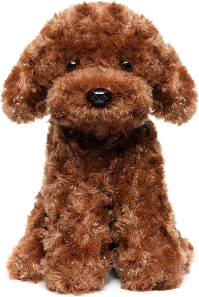 WEIGEDU Adorable Labradoodle Plush Toy Fluffy Red Brown Poodle Stuffed Animal Dog Puppy, 12.6" - Perfect for Kids, Babies, Birthday, Nursery
