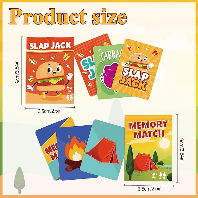 Card Games,Card Game for Kids Toddlers Adults,2 Decks of Classic Fun Card Game for Game Nights and Family Gatherings,Great Gifts for Birthday Holiday Easter Basket Stuffers (Slap Jack & Memory Match)