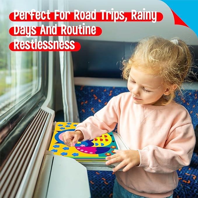 SpriteGru Foam Sticker Art Activity, 20 Farm Animal Art Boards with 1660 Foam Stickers in 10 Colors, Funny DIY Activity Creative Craft Kits Travel Game for Kids, Boys & Girls
