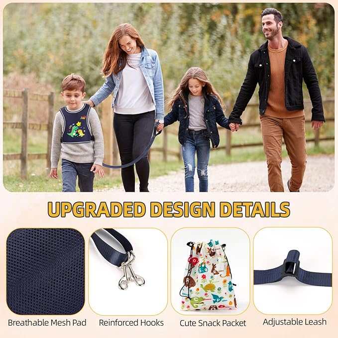 Safety Walking Harness for Kids 3-6, Anti-Elopement Vest Harness for Autism Special Needs ADHD, Reflective Leash with Grab Handle for Autistic, Active Children, Adjustable Tether for Travel and Crowds