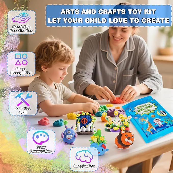 ifergoo Air Dry Clay, 36 Colors Magic Foam DIY Molding Clay for Slime add ins & Slime Supplies, Easy to use, Great Gift for Kids (Packaging May Vary)