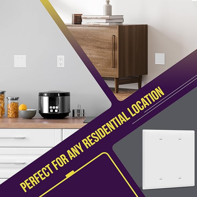 ENERLITES Blank Device Wall Plate, Midway Size 2-Gang, Unbreakable Polycarbonate Thermoplastic, Glossy Finish, UL Listed, 8802M-W-20PCS, White (20 Pack)