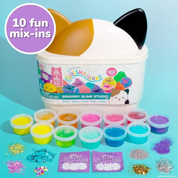 Horizon Group USA Sensory Slime Studio, Scented Slime Kit with Mix-Ins, Charms, and Storage Case, Squishmallows