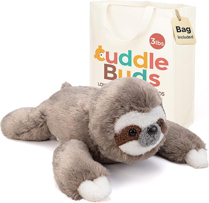 Cuddle Buds 3lbs Weighted Sloth Stuffed Animal for Sensory Needs, 20'' Sloth Plush Large, Weighted Stuffed Animals for Adults, Soft Plush Toy Gift for Kids and Adults, Giant Plushies