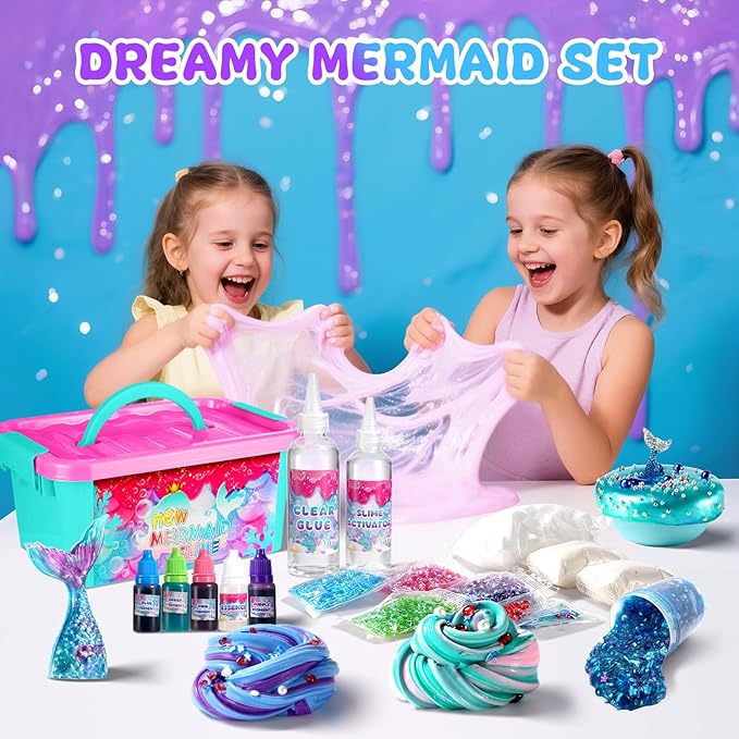 ZOnFRTO Mermaid Slime Kit for Girls, Mini Dreamy Slime Making Kit for Kids 6-12, Party Favors for Childrens