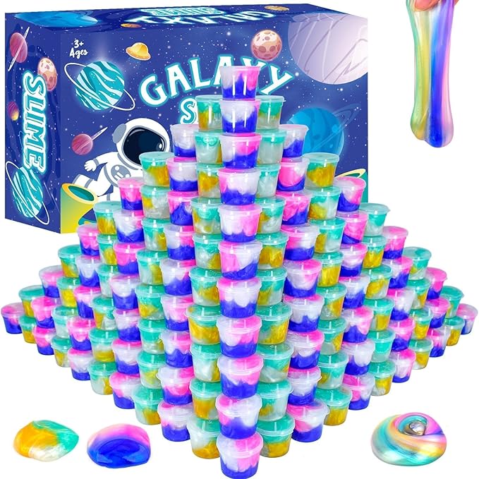 Galaxy Slime Kit for Kids –116 Pack Valentines Slime Party Favors, Stress Relief Toys, Classroom Rewards, and Birthday Goodie Bag Fillers, Stretchy and Non-Sticky Slime for Girls and Boys