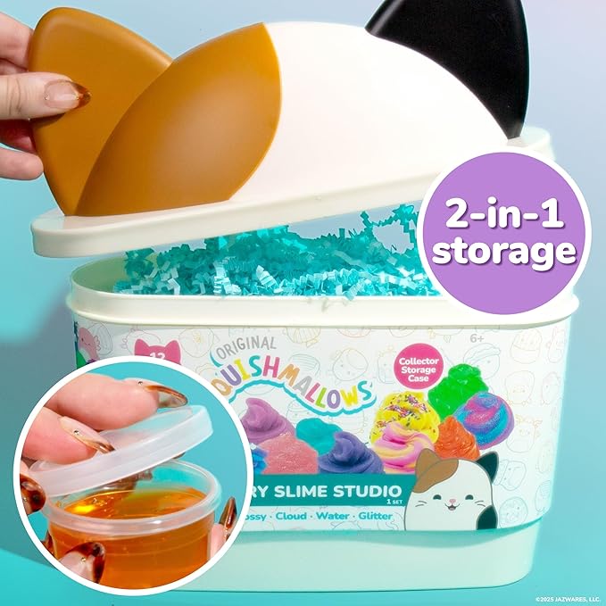 Horizon Group USA Sensory Slime Studio, Scented Slime Kit with Mix-Ins, Charms, and Storage Case, Squishmallows