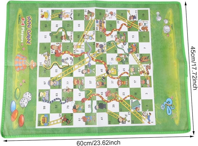 Snake Chess,60x45cm Folding Snake Chess Washable Folding Non Woven Fabrics Carpet Ground Mat Snake Ladder Chess Children Game Toy(3cm)