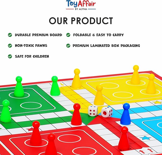 Ankit Toys & Games Ludo & Snakes and Ladders Board Game Set Classic 2in1 Family Fun for Kids and Adults (Standard Edition)