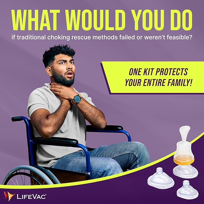 LifeVac Yellow Travel Kit - Portable Suction Rescue Device, First Aid Kit for Kids and Adults, Portable Airway Suction Device for Children and Adults