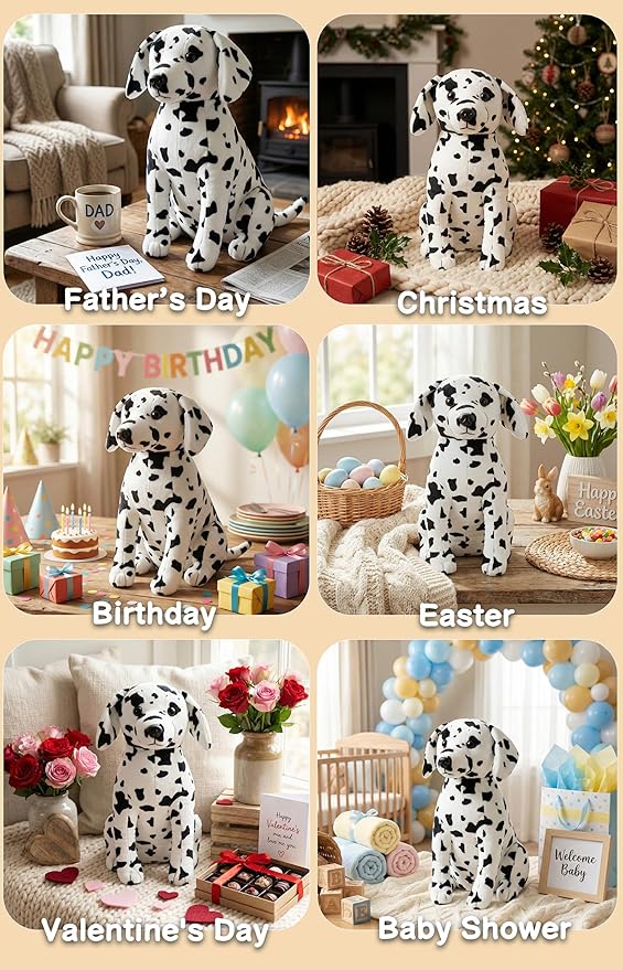 WEIGEDU Dalmatian Stuffed Animals, Stuffed Dalmatian, Stuffed Puppy Dog Plush Toys for Boy Girl Kids Birthday, 12 inches