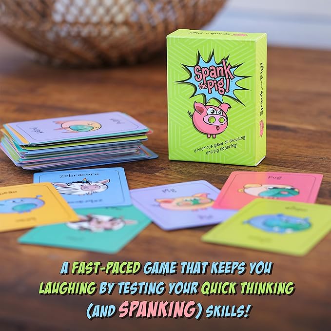 Spank The Pig! - Hilarious & Fun Family Card Game for Kids, Teens & Adults, Funny Fast Paced Games for 2-7 Players