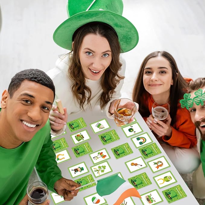 gisgfim 100 PCS Memory Matching Game St. Patrick's Day Concentration Memory Games Card for Kids Educational Ages 3-8 A Fun & Fast Shamrock Theme Matching Games