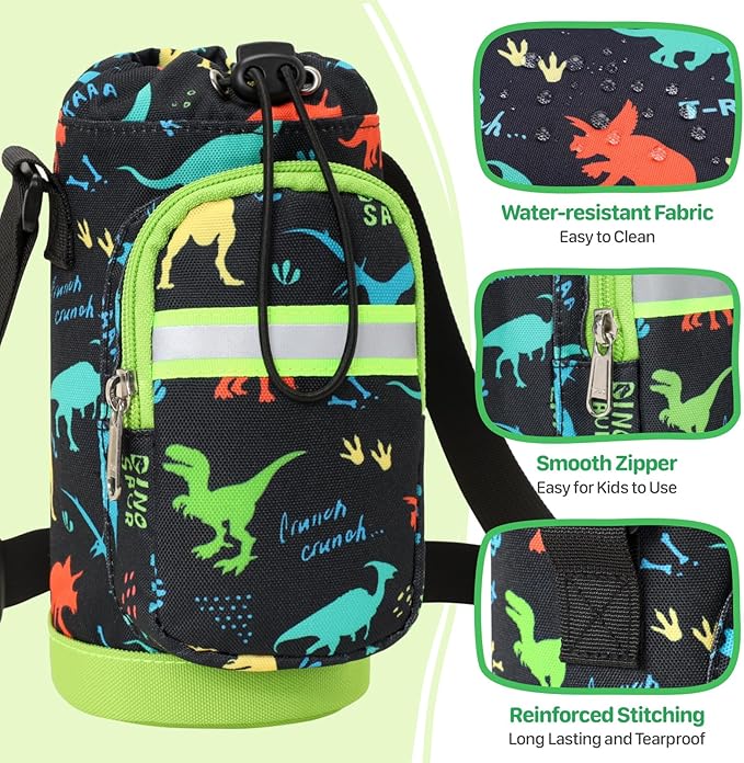 Water Bottle Carrier for Kids - Water Bottle Holder with Strap, Boys Girls Water Bottle Sling Bag for 10/12/14/16/18Oz Water Bottles Walking Hiking Camping