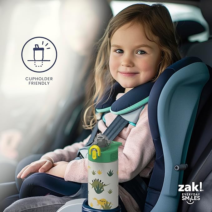 Zak Designs Minecraft Sage Kids Water Bottle For School or Travel, 19oz Stainless Steel Water Bottle With Straw, Handle, and Leak-Proof, Pop-Up Spout Cover (Steve, Alex, Mobs)