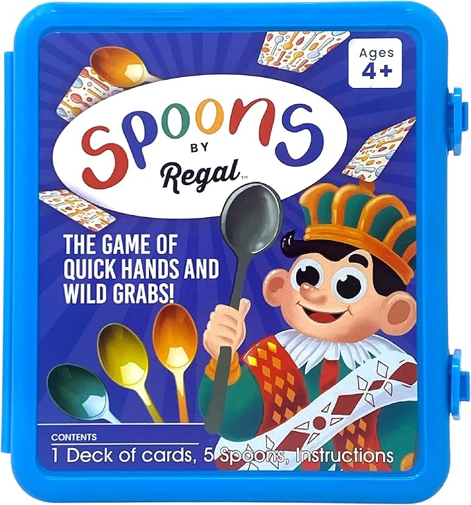 Regal Games Spoons Card Games for Kids - Spoons Game, Deck of Cards, Fun Family Games for Kids and Adults, Playing Cards, Game Night, Travel Games, 3-5 Multi-Player Card Game, Games for Adults