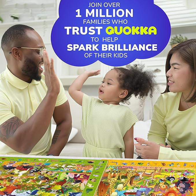 QUOKKA 100 Piece Puzzles for Kids Ages 4-6 – 4xSET Jigsaw Puzzles for Kids Ages 6-8 – Educational Search & Find Game with Animals, Cars for Childrens 5-8 – Toddler Learning Toy Gift for Boys and Girls