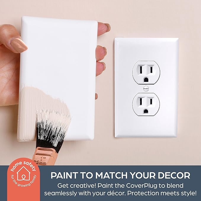 Dreambaby CoverPlug Paintable Outlet Plug Cover for Baby Safety -Electrical Wall Plate Socket Guard Protector (4 Pack)