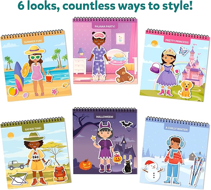 Skillmatics Reusable Sticker Activity Book - Peelies, 100+ Reusable Cling Stickers, 6 Pictures, Mess-Free Fun for Kids, Creative Play & Travel Toy, Gifts for Ages 3, 4, 5, 6, 7