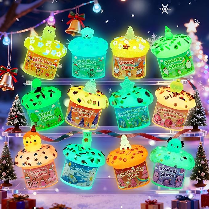 Slime Advent Calendar 2025, Christmas Countdown Calendar, 24 Days of Surprises with Glow-in-The-Dark Slime Kit, Halloween Toy for Kids Toddlers Teens Girls Boys