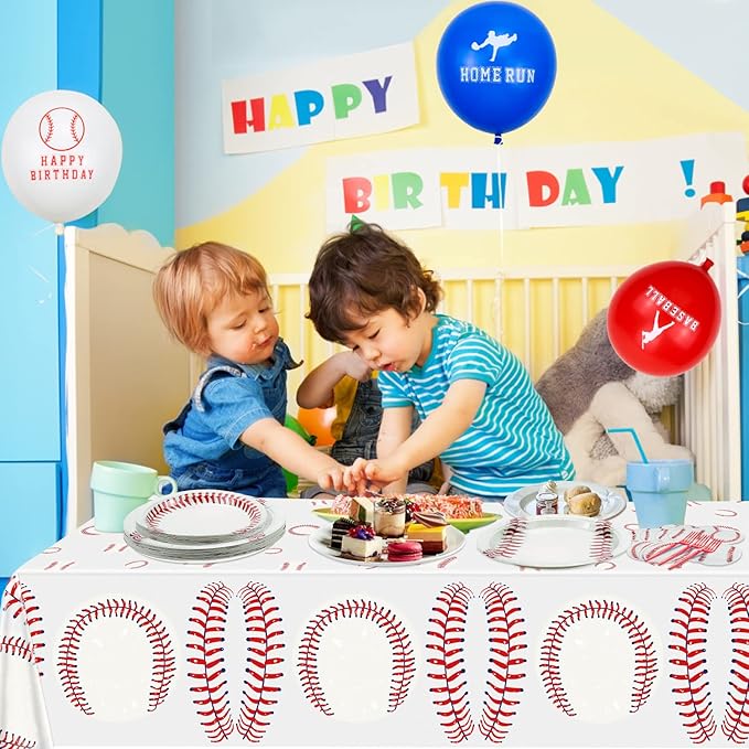 Baseball Party Supplies - 20-81Pcs Plates, Napkins, Tablecloth, Forks Set for Kids and Baseball Fans - Theme Party Decorations
