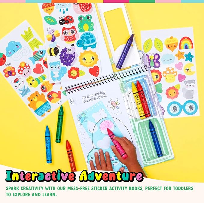 Bright Stripes Art on the Go Nature Theme Travel Kit for Kids Ages 3+ | Mess-Free 50 Pages Coloring & Sticker Activity Set with Crayons & Stencil | Portable Art Set for Toddlers and Preschoolers