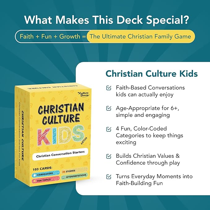Kulture Games - Bible Conversation Cards for Kids - Christian Family Games - Faith Based Educational Card Games - Sunday School Christian - Gifts Learning - Ages 6+