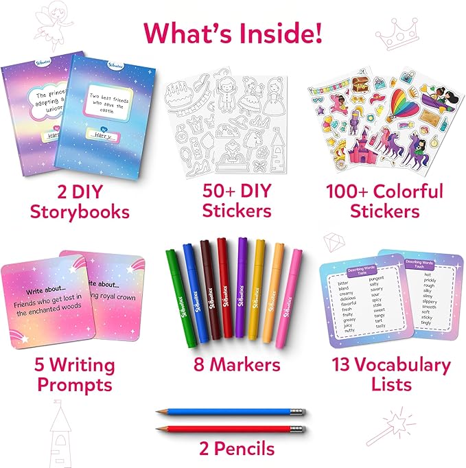Skillmatics Storybook Art Kit - Create Fairytale Stories, DIY Craft & Writing Kit with 300+ Stickers, Scrapbooking & Journal Activity, Screen-Free Fun, Gifts for Kids Ages 5, 6, 7, 8, 9, 10