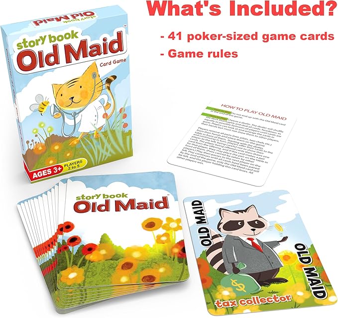 Arizona GameCo Story Book Old Maid, a Family Card Game for Kids Age 3 and Up – No Reading Required to Play – a Super Cute Classic for Families, Classroom, Stocking Stuffer or Gift Idea