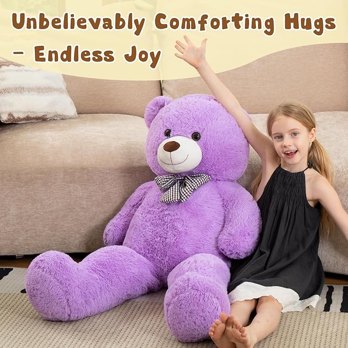 MorisMos Giant Teddy Bear 4 Feet, 47inch Stuffed Animal Big Teddy Bear Plush, Classic Gift Girlfriend Boyfriend on Birthday, Violet