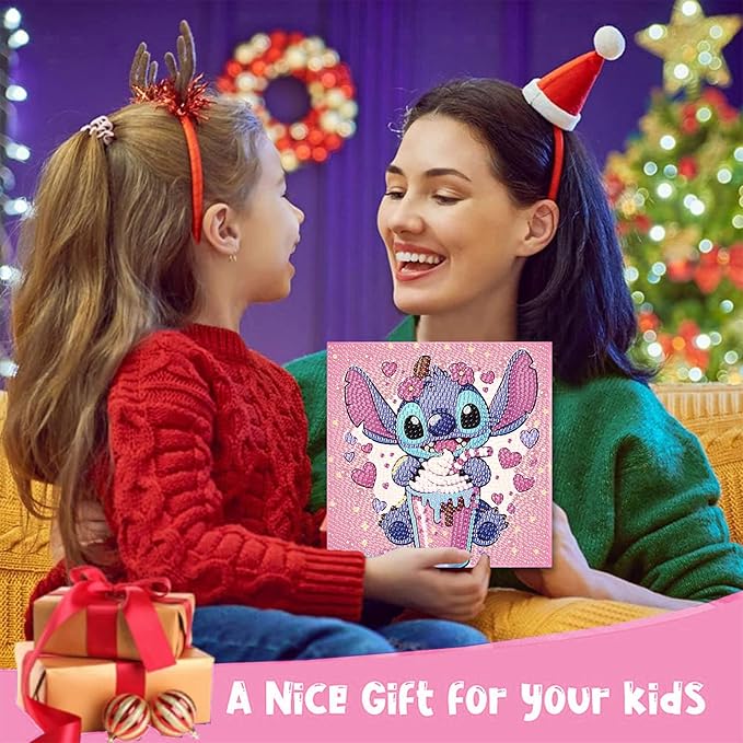KOJEFCV 4 PCS Diamond Art Painting Kits for Kids, Cartoon Diamond Art for Kids Ages 4-8-12, Cartoon Gem Painting Kit Crafts Beginners for Gift Home Wall Decor (6x6 inch)