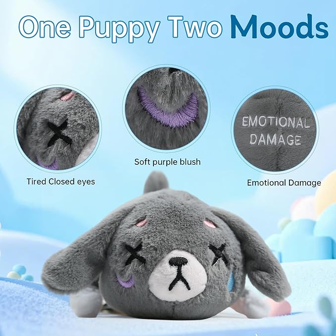 Mood Puppy Plush Toy – Double-Sided Feelings Dog for Emotional Expression, Soft Comfort Stuffed Animal Companion, Cute 6 Inch Plush Gift for Kids, Teens & Adults