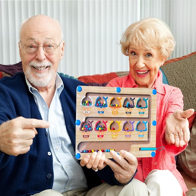 Wooden Alzheimer's Supplies for Seniors- Color and Number Matching Maze Board Suitable for Parkinson's Patients and Alzheimer's Patients - a Brain-Training Sensory Cognitive Maze Board