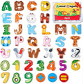 JoyCat Wooden Thick Alphabet Magnets for Toddlers Fridge Large Size Cute Animal Colorful ABC Magnetic Letters 26 Uppercase Letters 0-9 Numbers Toy Set for Kids Toddlers Preschool Learning Spelling