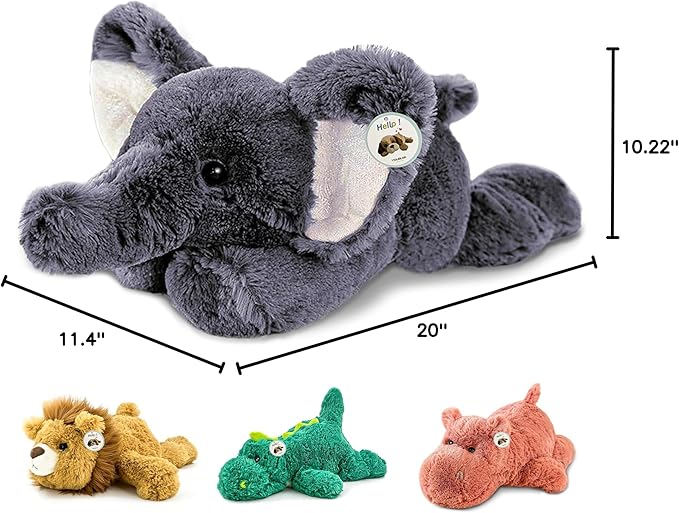 YOUBLEK 20" | 4 Pounds Weighted Stuffed Animals,Sensory Comfort Plush Throw Pillow Toy, Soft for Home & School, Kawaii Plushies Hugging Toy Gifts for Kids & Adults (Elephant, 20 inch 4 Pounds)