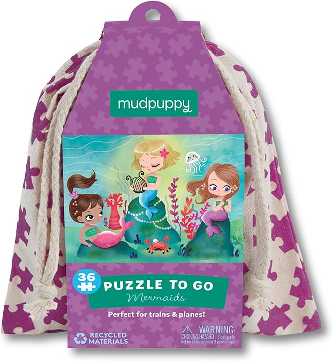 Mudpuppy Mermaids – 36 Piece Puzzle to Go Featuring Vibrant Underwater Scene Perfect Travel Activity for Children Ages 3 and Up