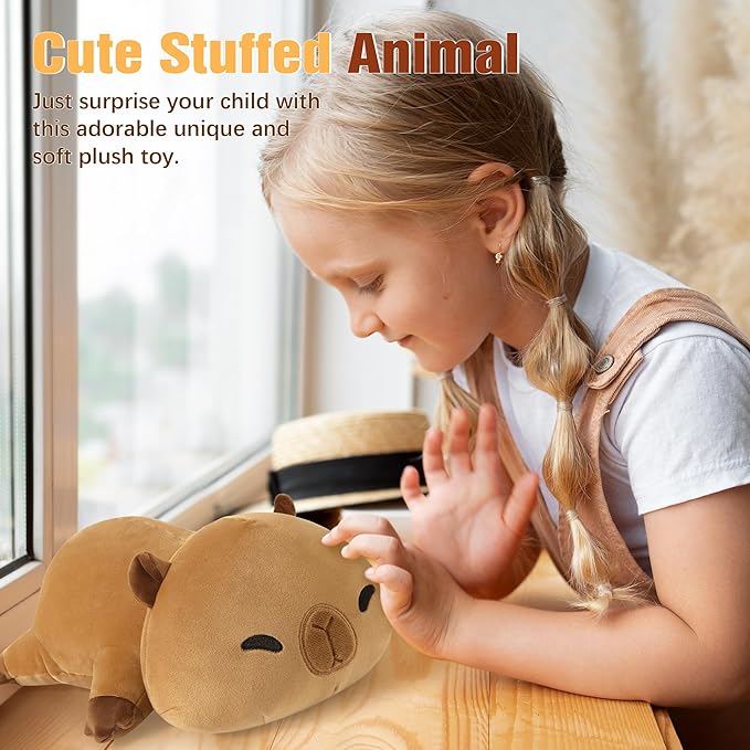 Onsoyours Original Weighted Stuffed Animals, Cute Weighted Positive Capybara Plush Pillow Toy Soft Weighted Capybara Plushies Gift for Kids Adults (9.8", 1.0 Lbs)